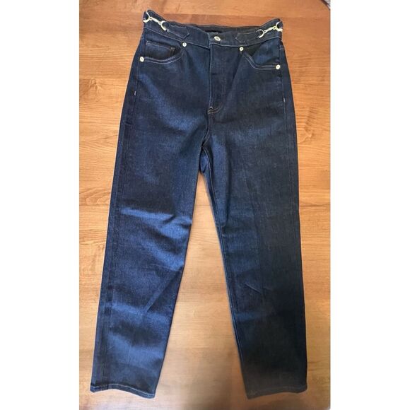 NEW Express Women's Dark Wash Crop Super High Rise Mom Jeans Size 2R - Picture 1 of 10